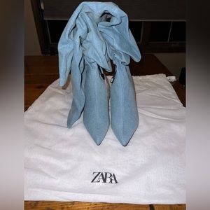 ZARA Over The Knee Denim Boots